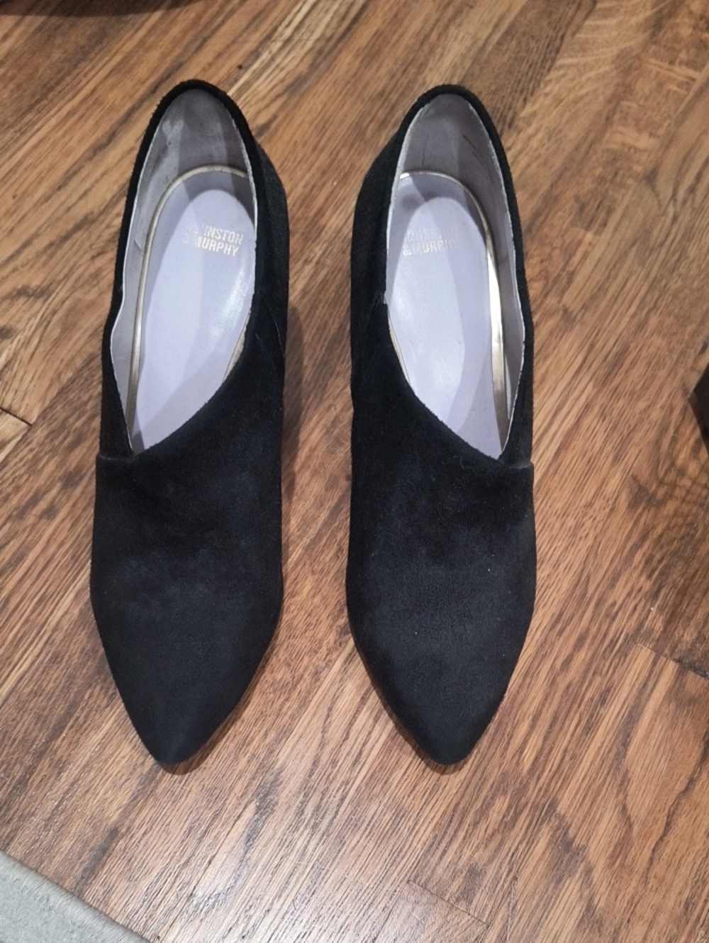 Johnston & Murphy Black Suede Pointed-Toe Heels